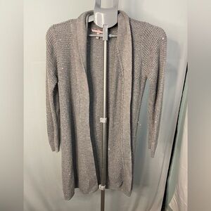 Victoria's‎ Secret Grey Silver Cardigan sparkly sequin sweater LARGE
